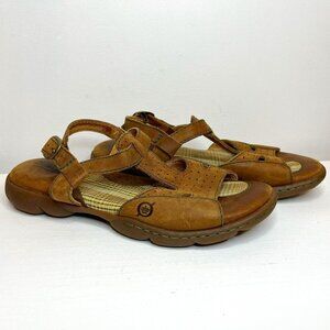 Born Women's Brown Leather Adjustable Strap Sandals MW01445 - Size 6